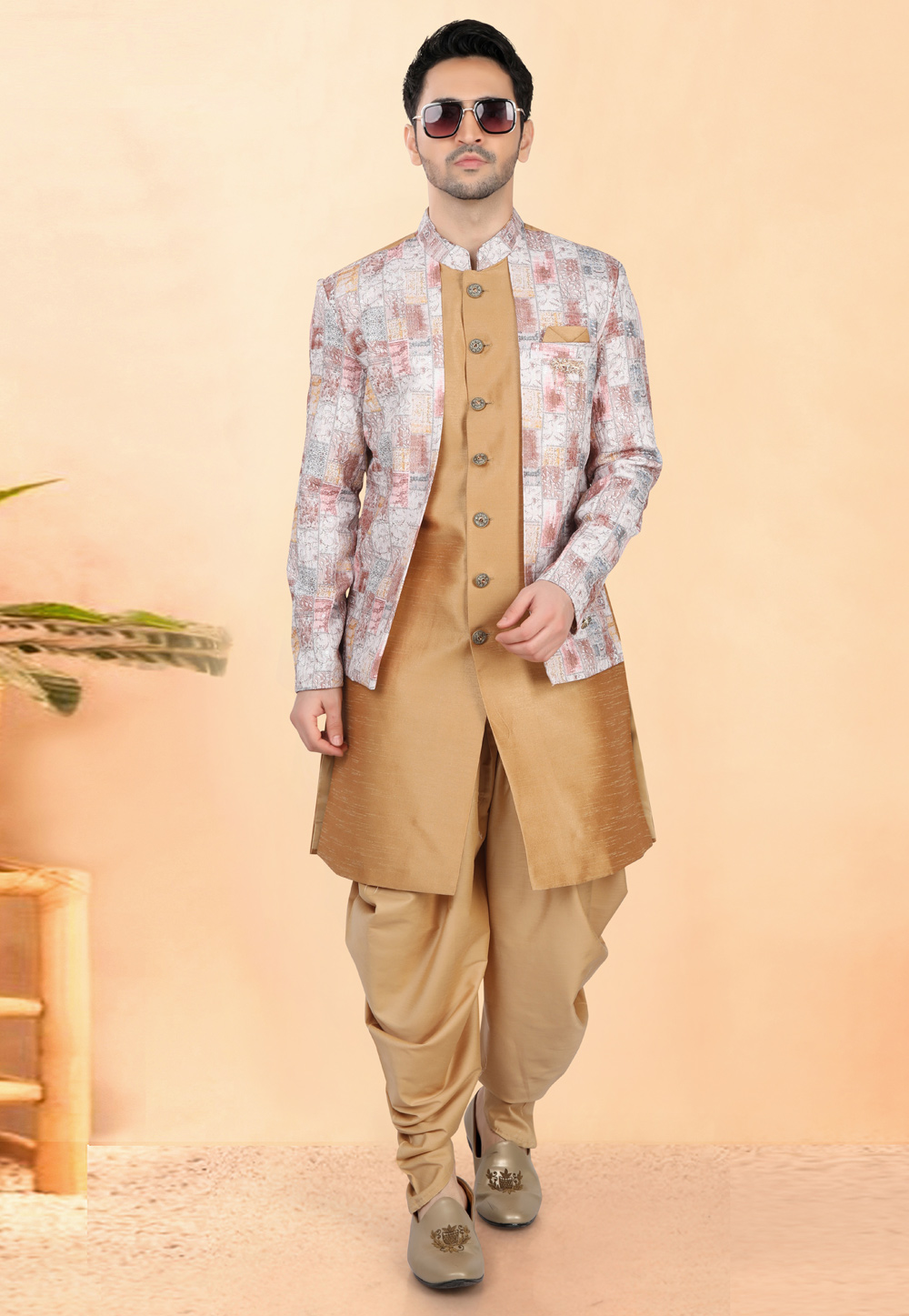 Golden Silk Indo Western Suit 308637