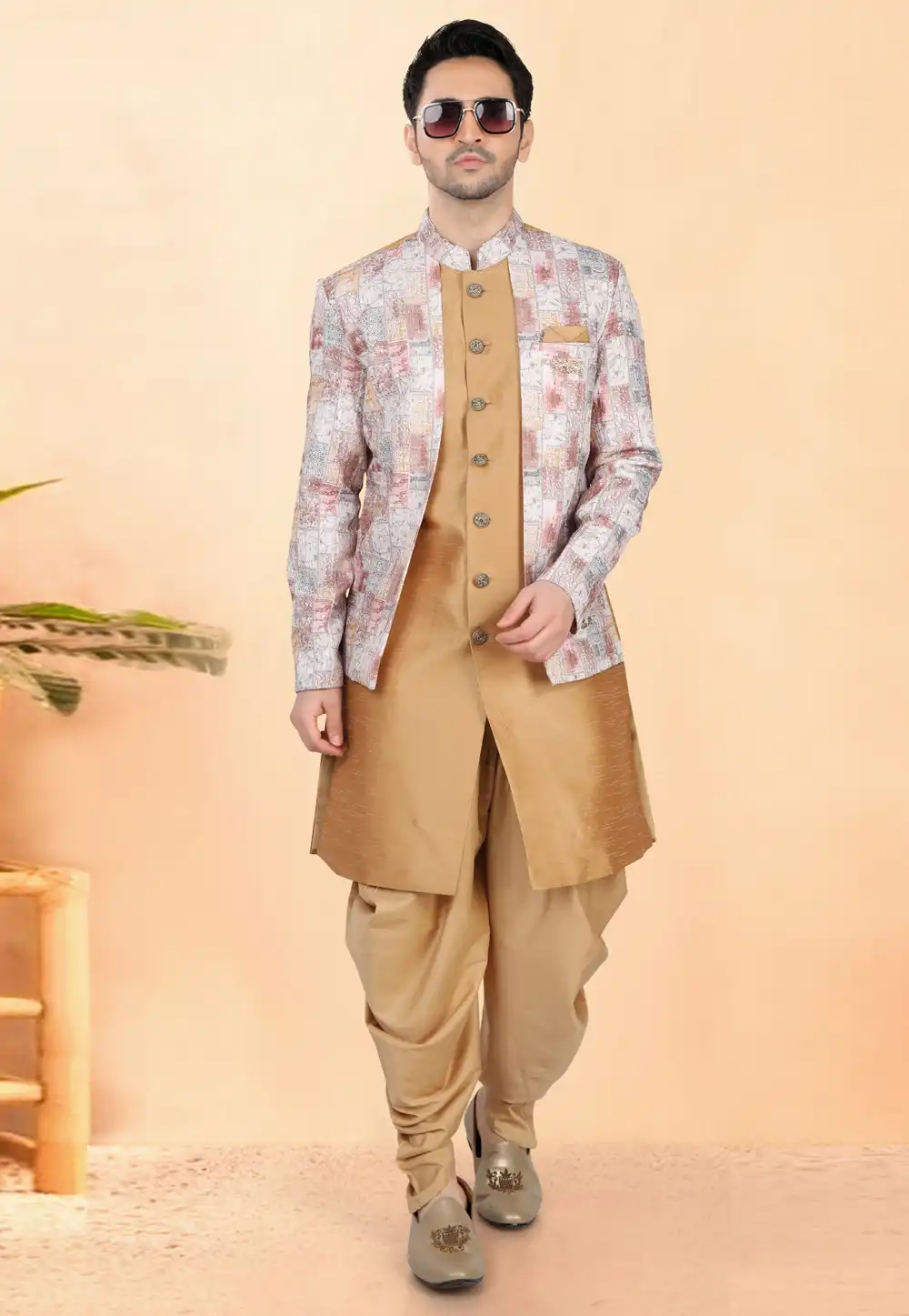 Golden Silk Indo Western Suit 308637