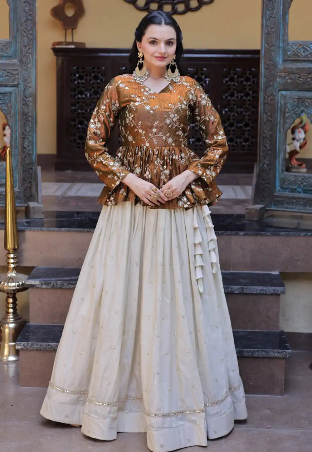 Golden Silk Readymade Long Choli Lehenga 327719