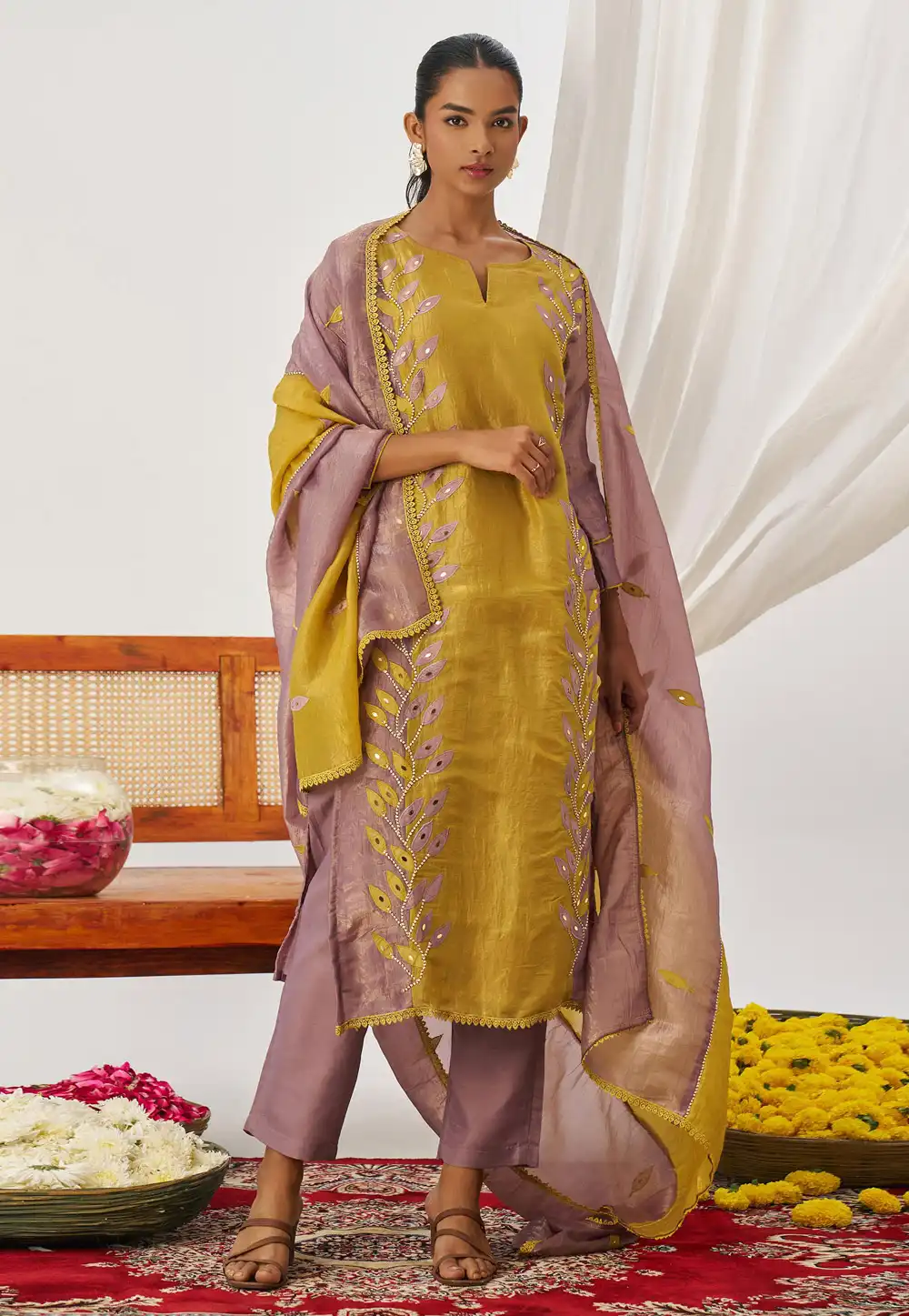 Golden Silk Readymade Pant Style Suit 315828