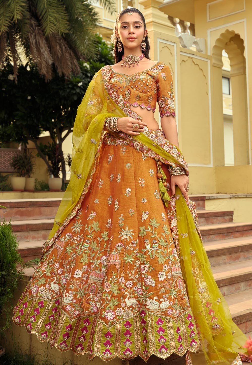 Golden Silk Wedding Lehenga Choli 319429