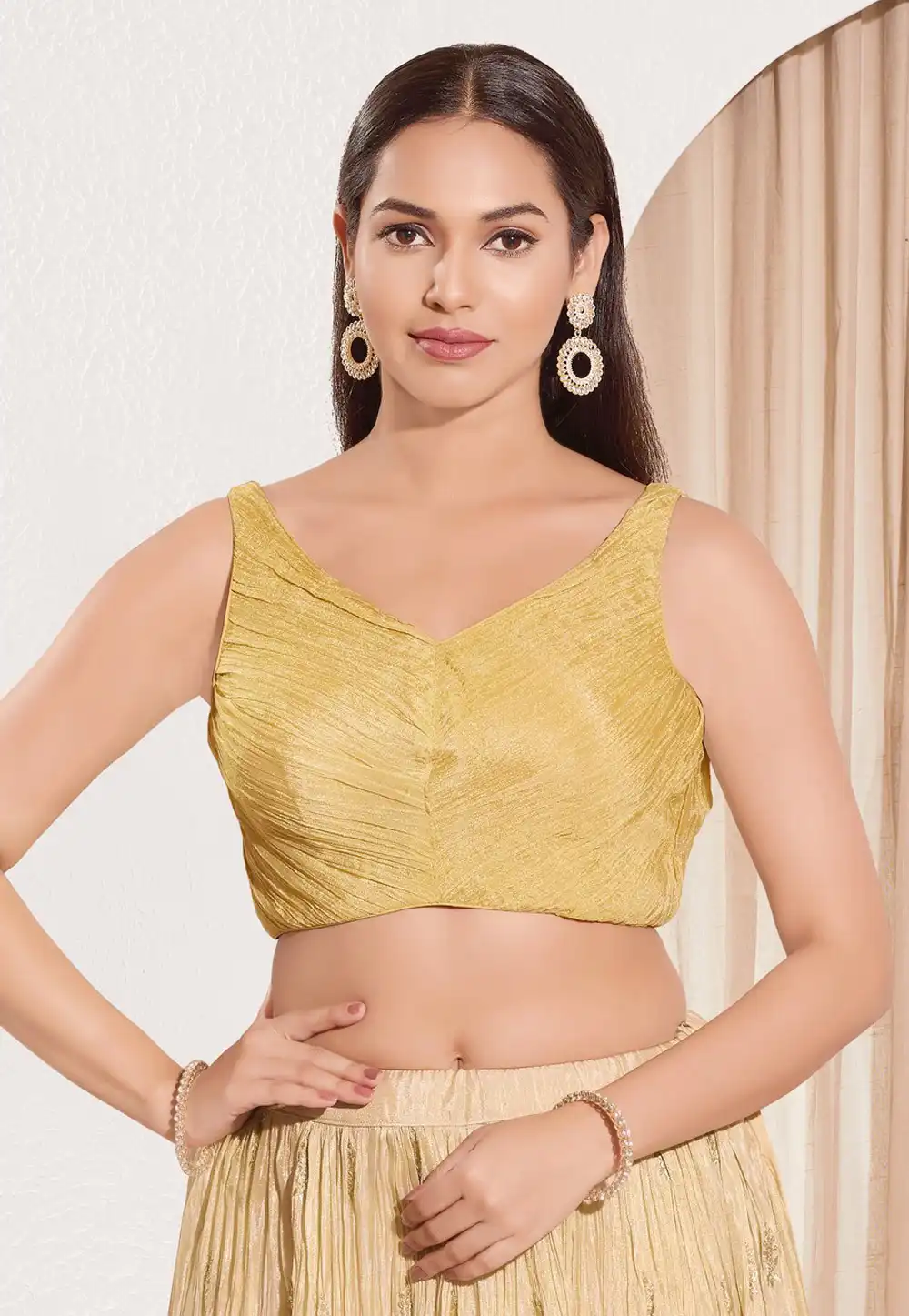 Golden Tissue Readymade Blouse 312603