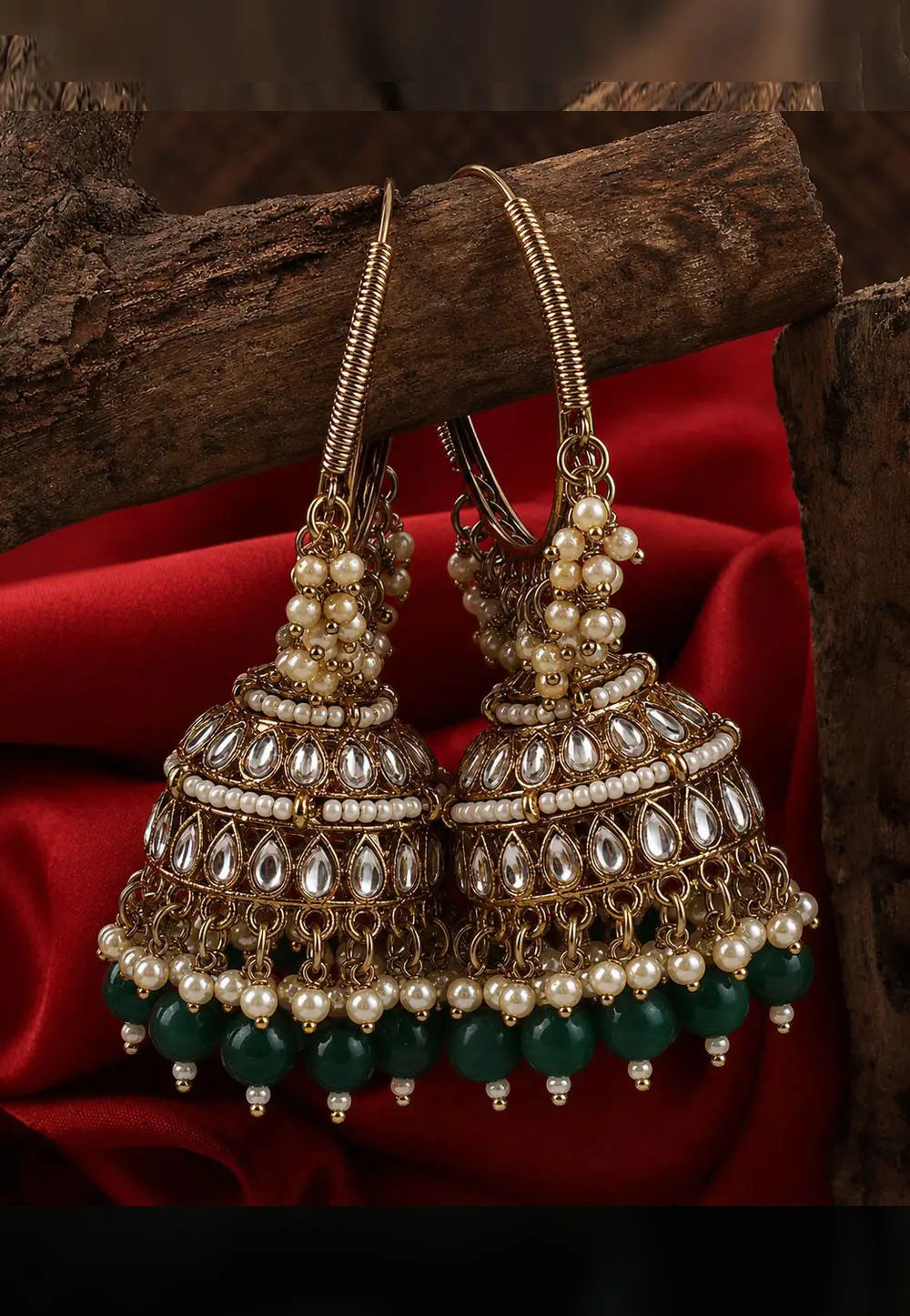 Green Alloy Earrings 331236