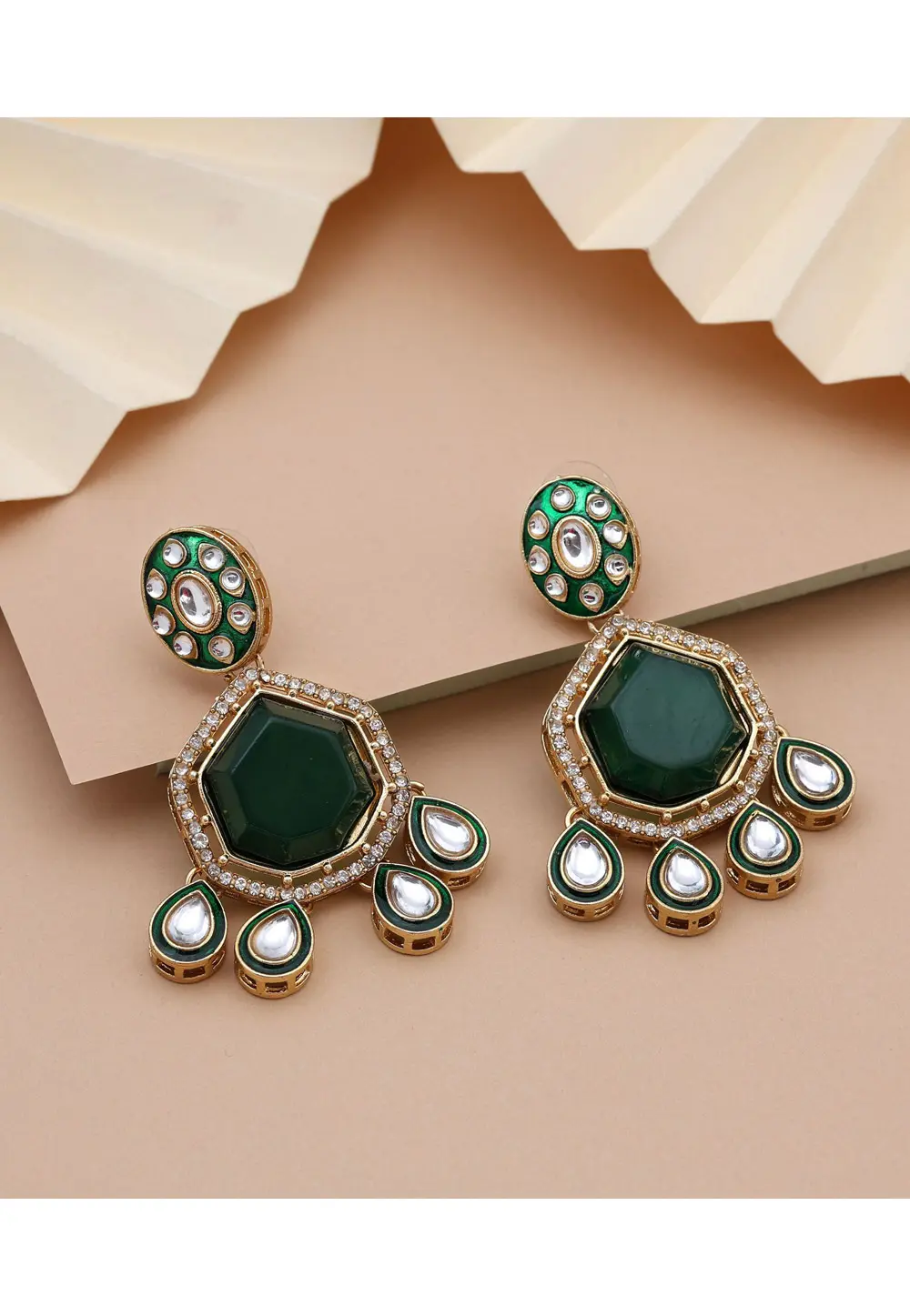 Green Alloy Earrings 331635
