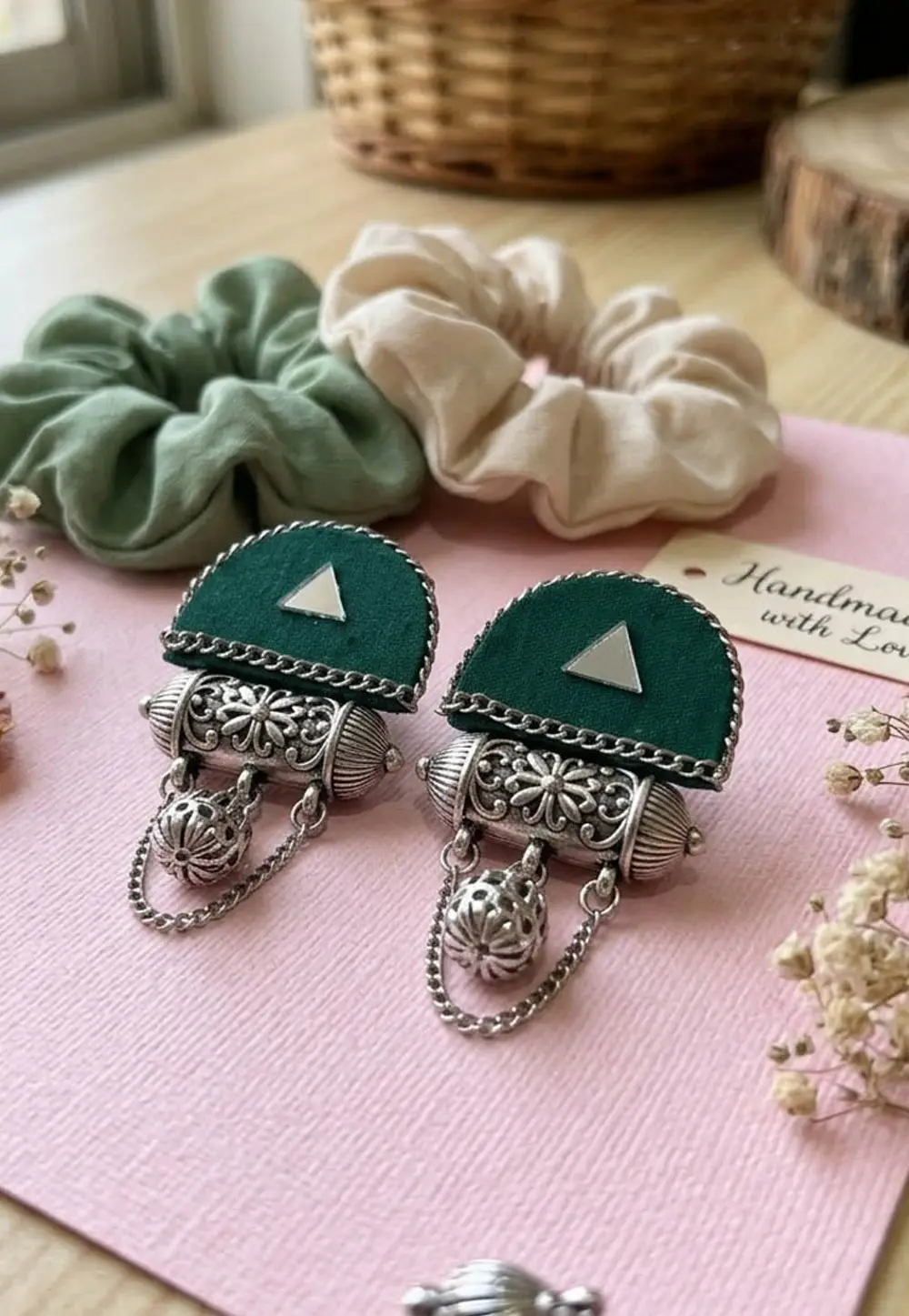 Green Alloy Earrings 332172