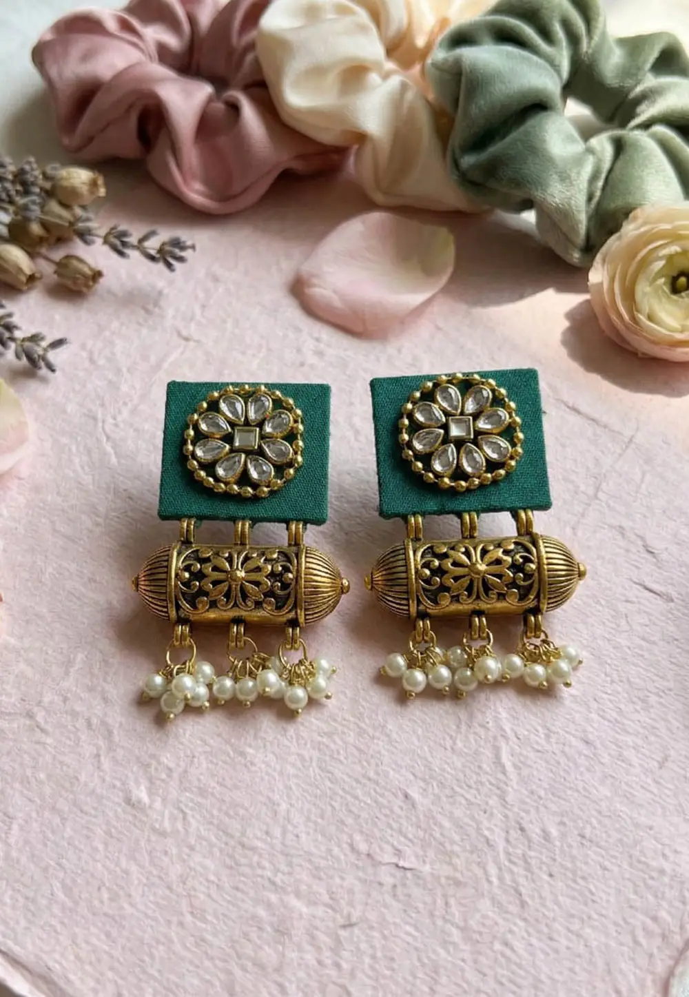 Green Alloy Earrings 332177