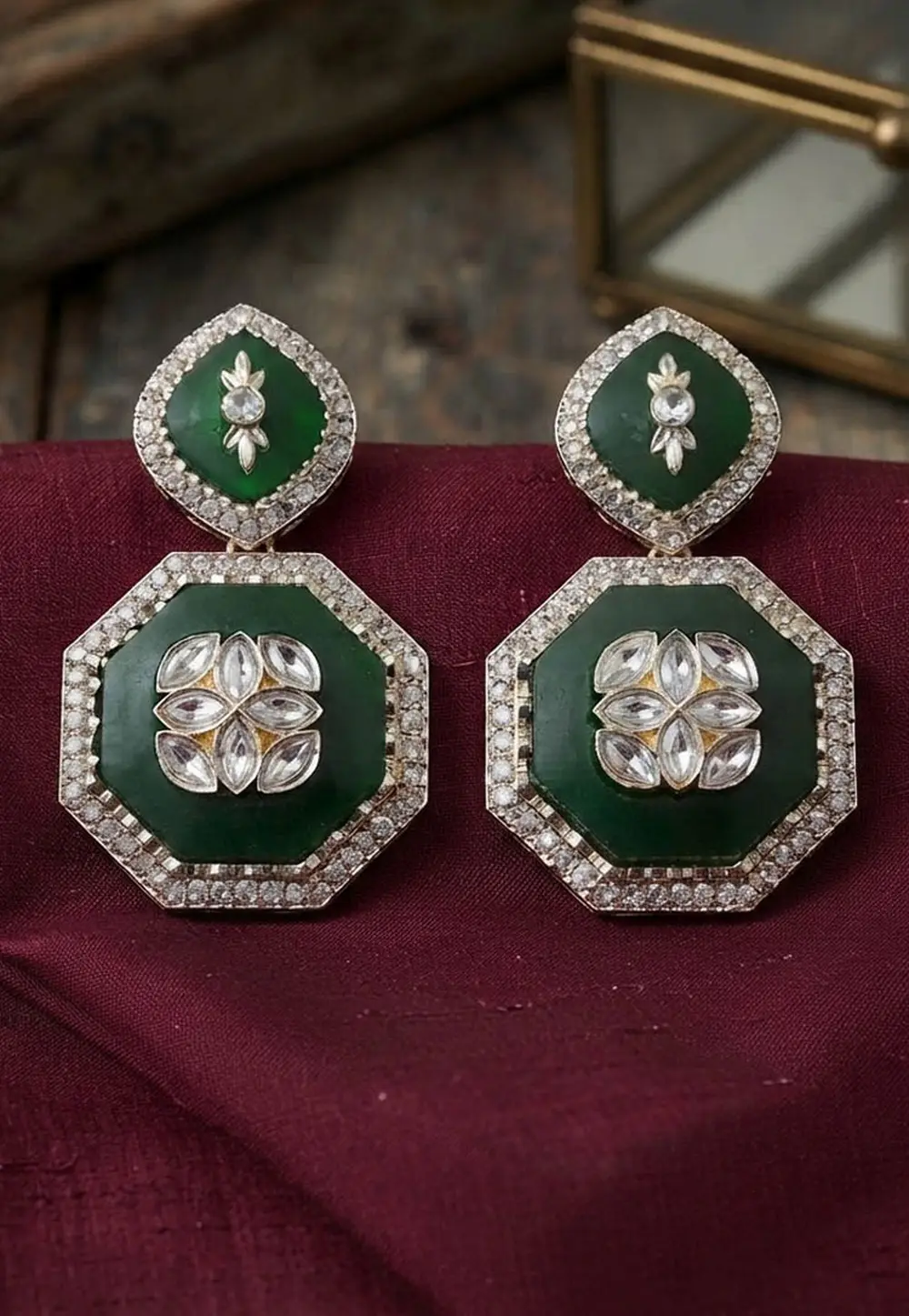Green Alloy Earrings 336170