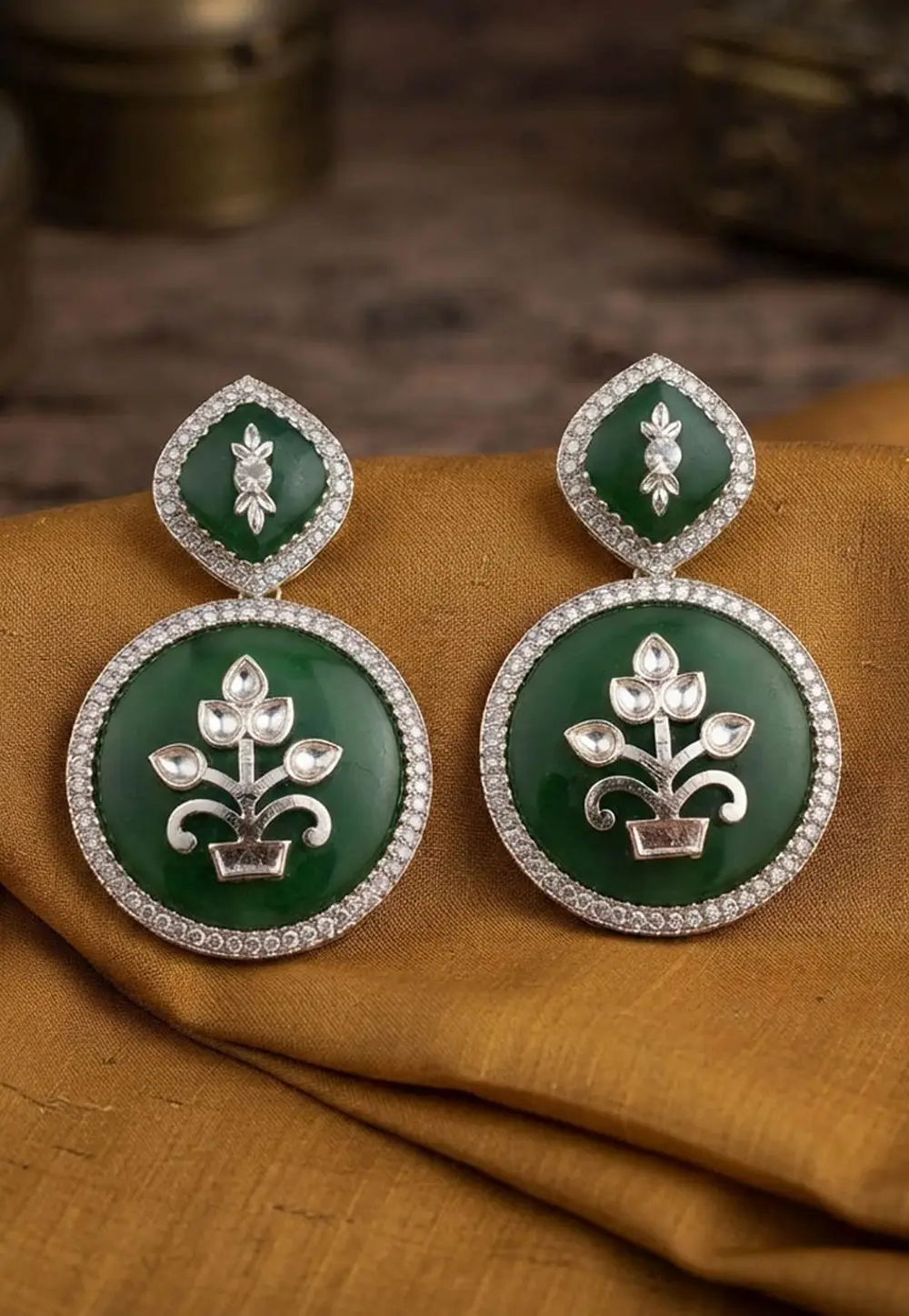 Green Alloy Earrings 336173