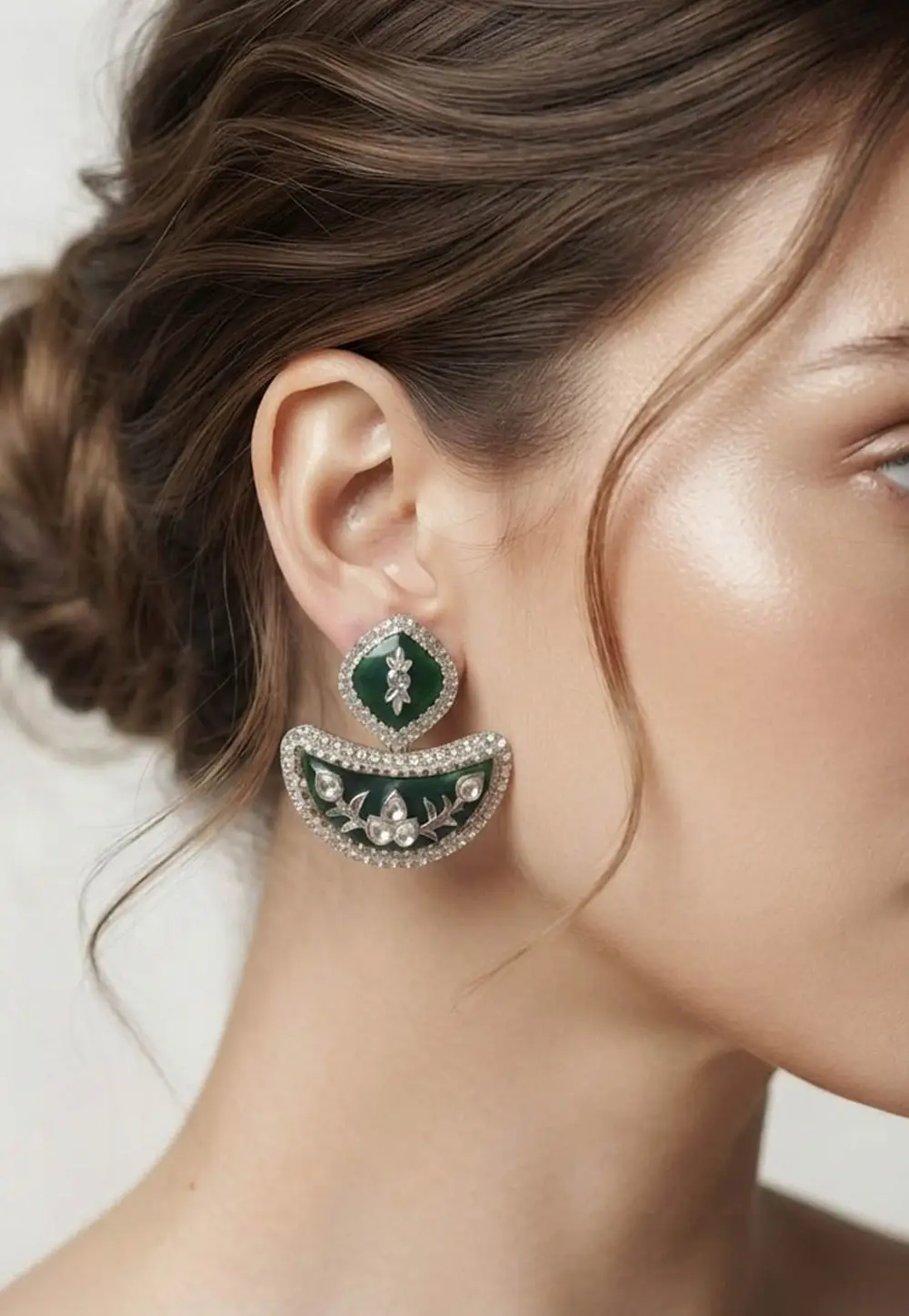 Green Alloy Earrings 336176