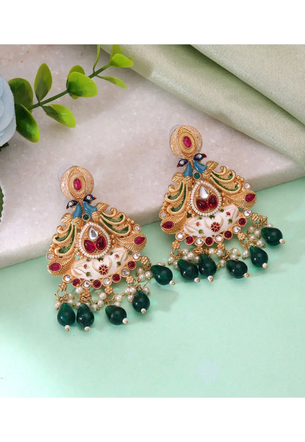Green Alloy Earrings 336715