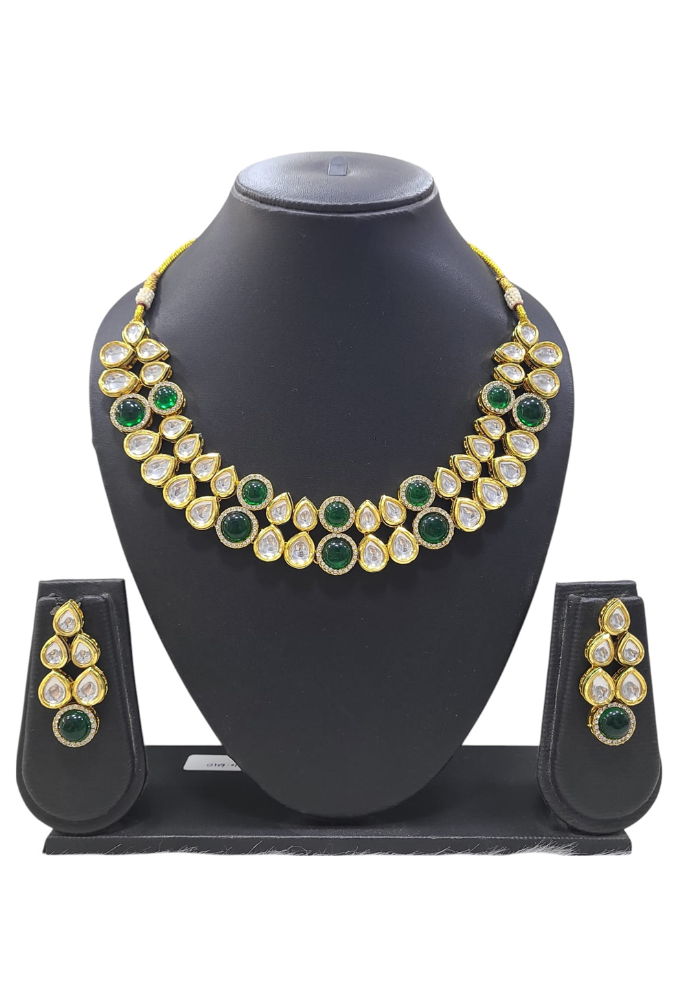 Green Alloy Necklace With Earrings 313523