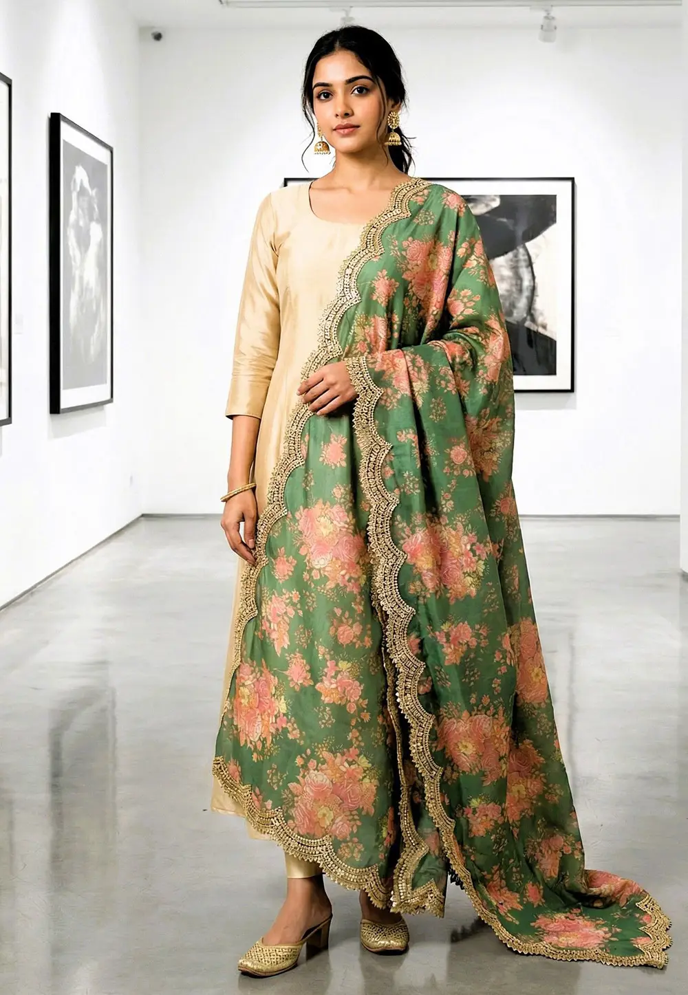Green Art Silk Dupatta 333084
