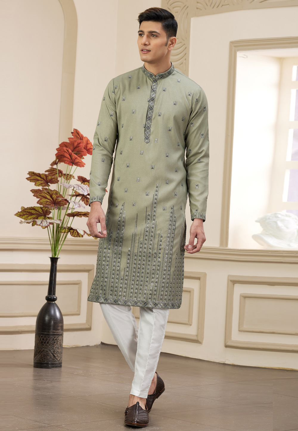 Green Art Silk Kurta Pajama 308567