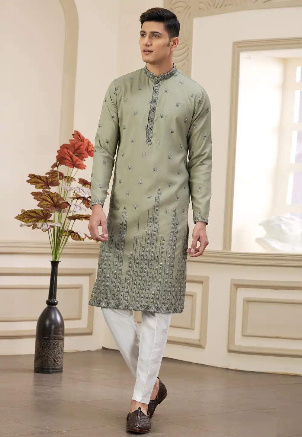 Green Art Silk Kurta Pajama 308567