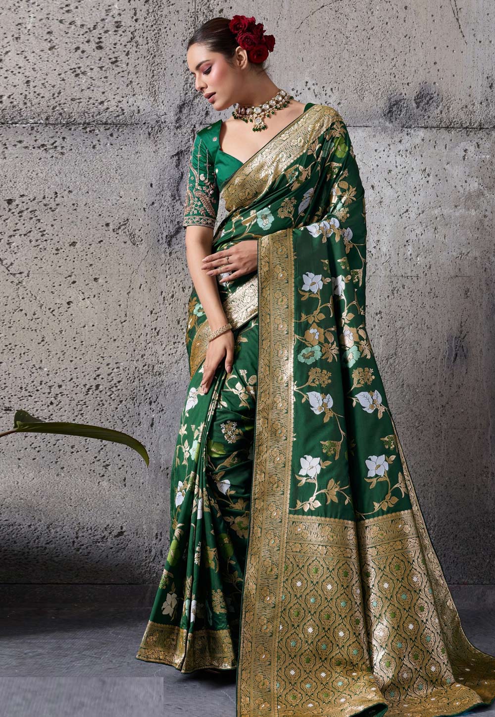 Green Banarasi Silk Saree 325400
