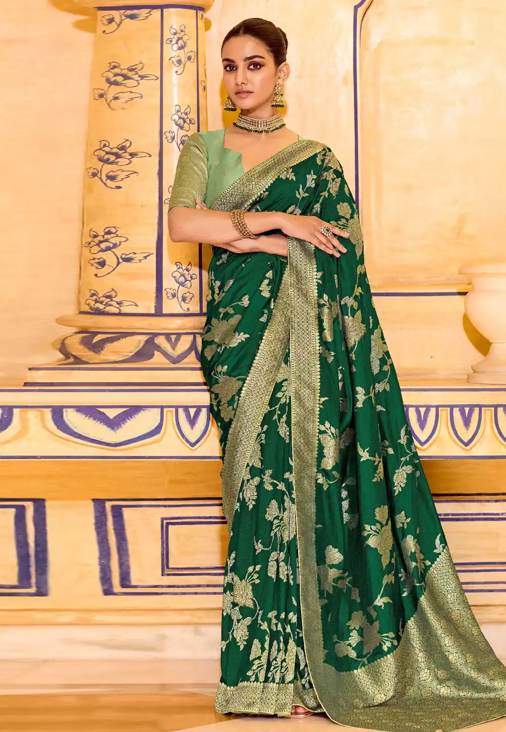 Green Banarasi Silk Saree 320152