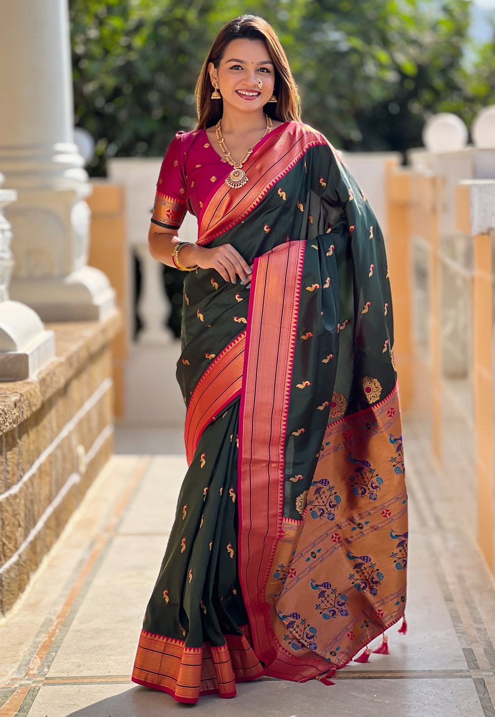 Green Banarasi Silk Saree 307240