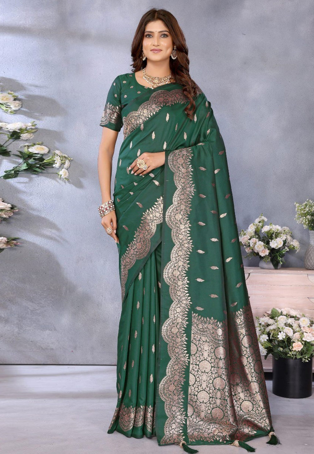 Green Banarasi Silk Saree 311197