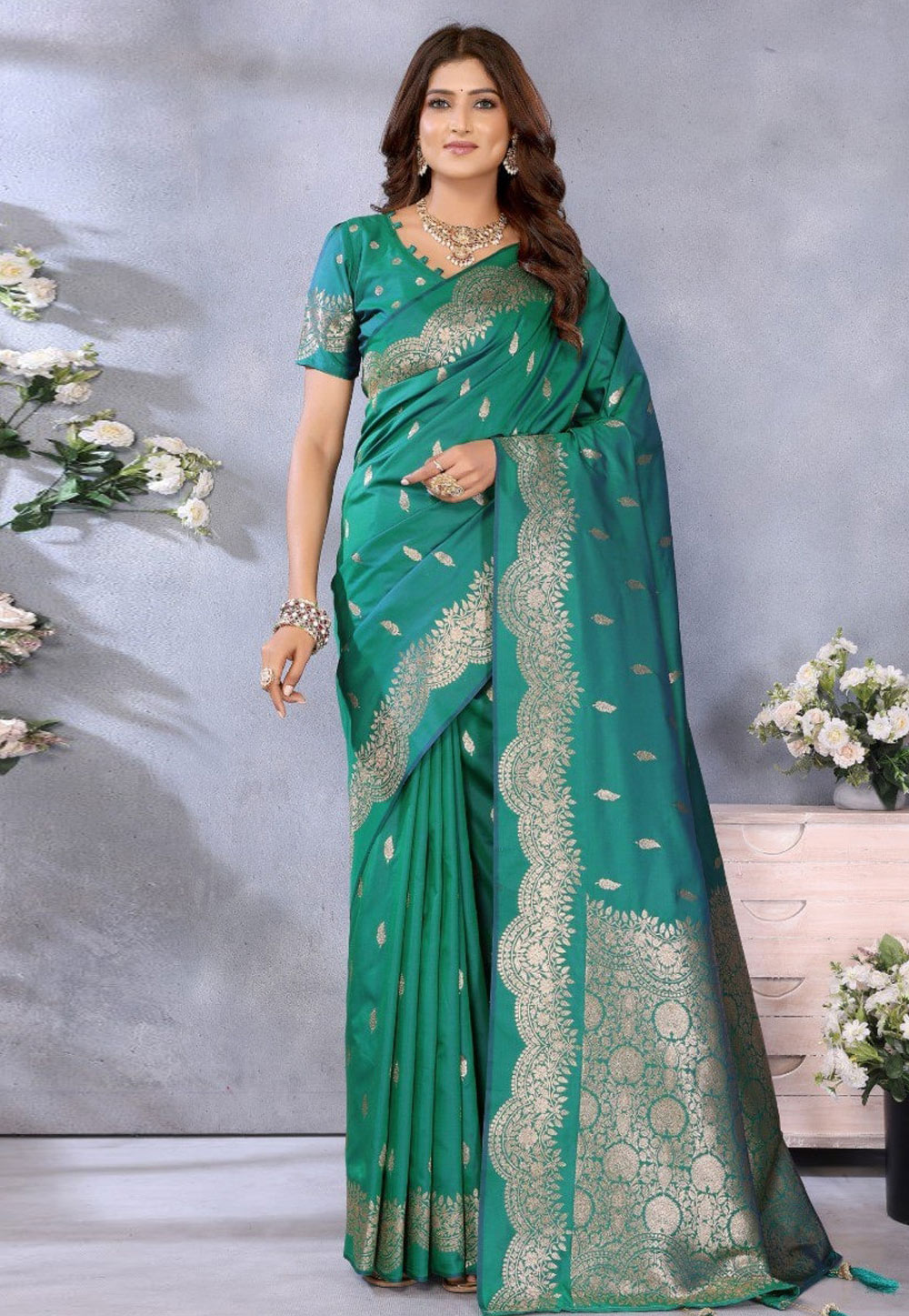 Green Banarasi Silk Saree 311201