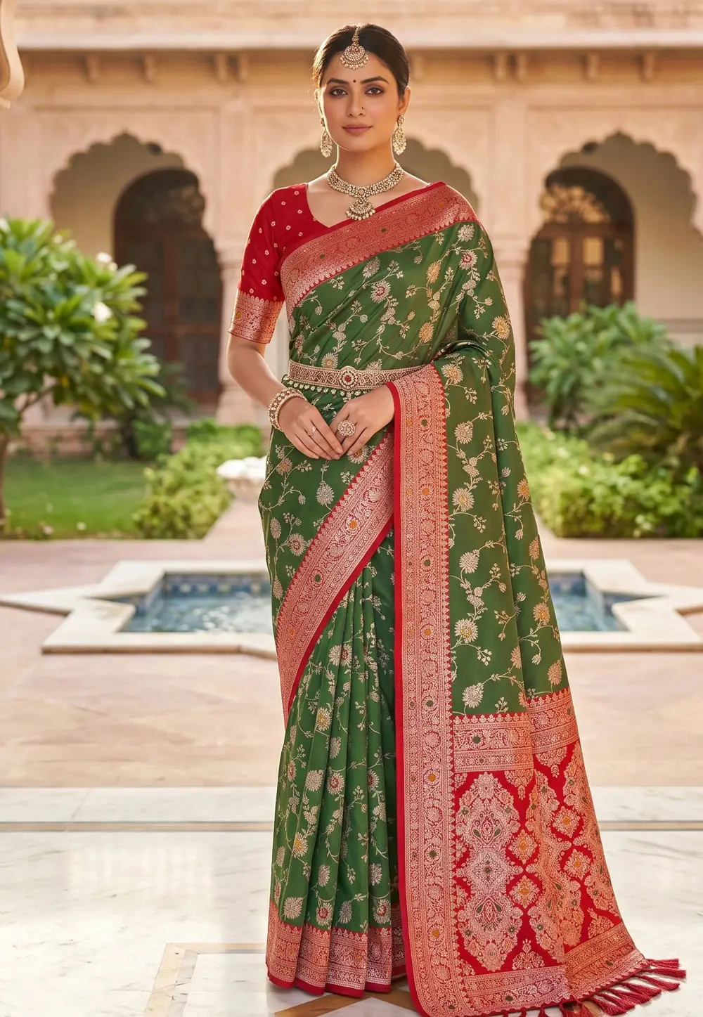 Green Banarasi Silk Saree 332415