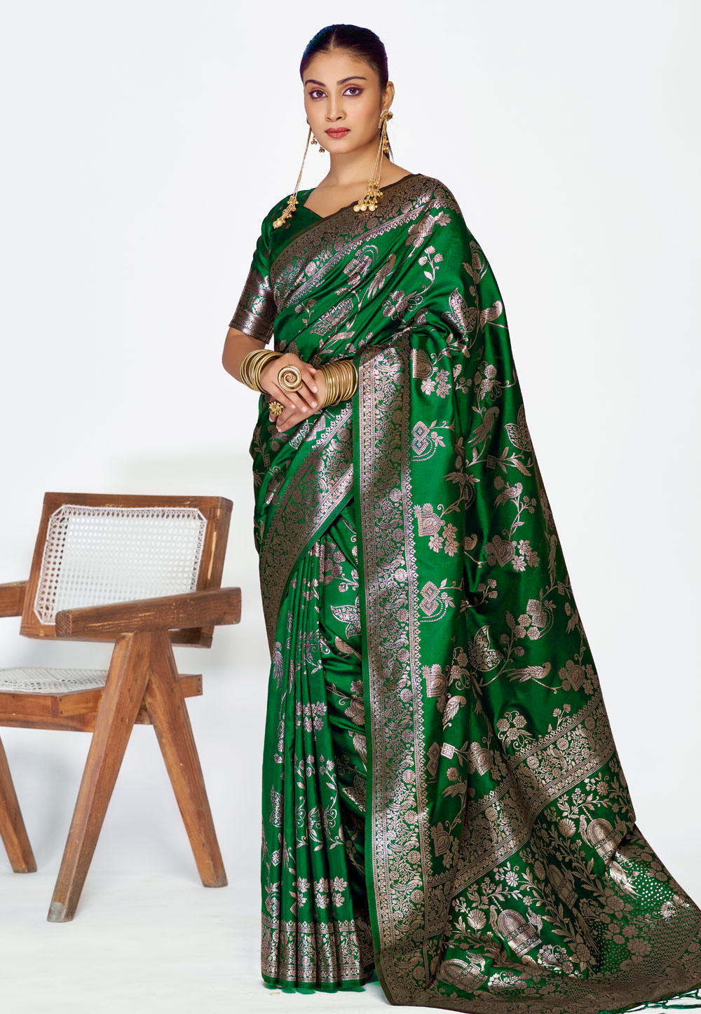 Green Banarasi Silk Saree 320463