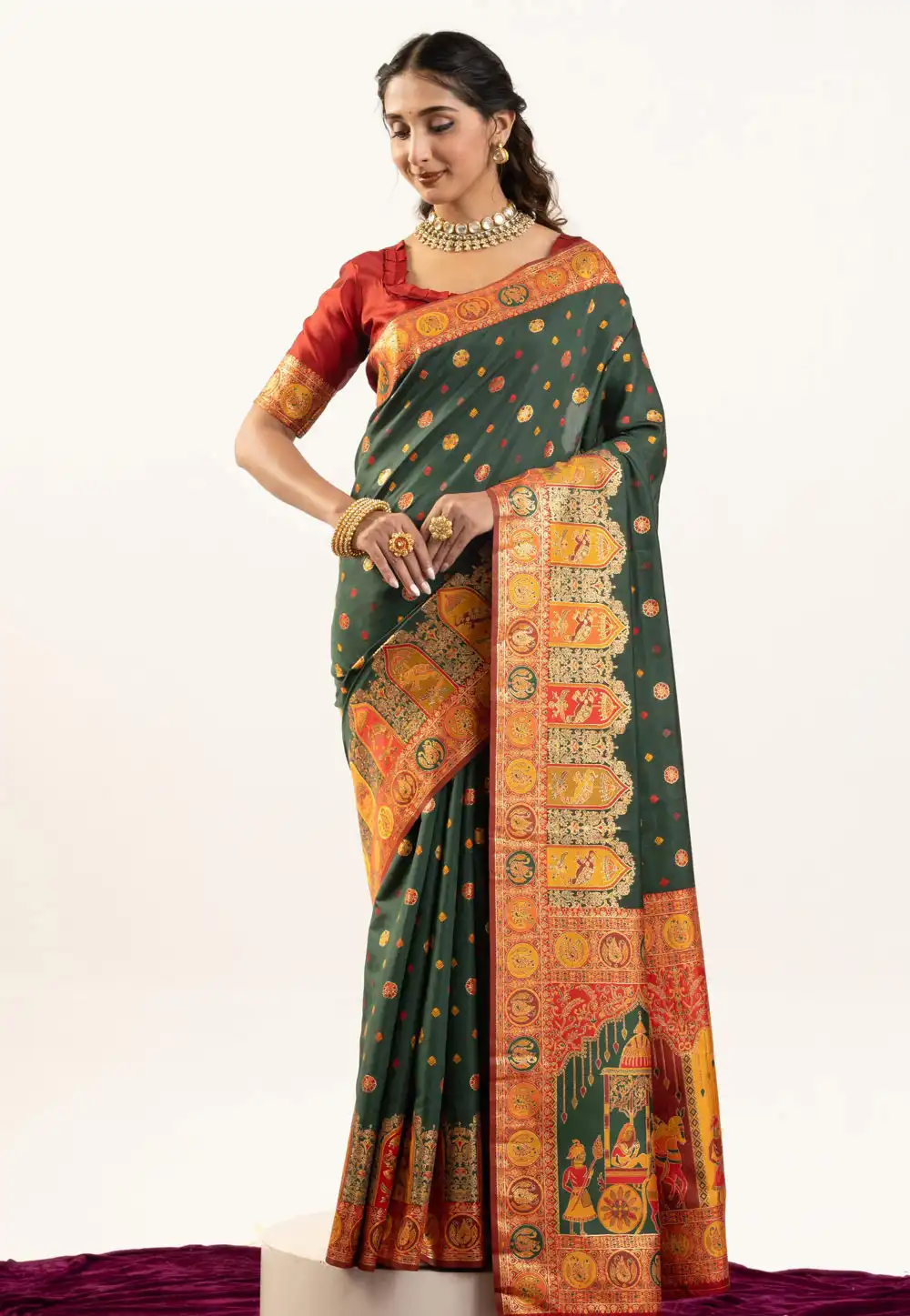 Green Banarasi Silk Saree 319996