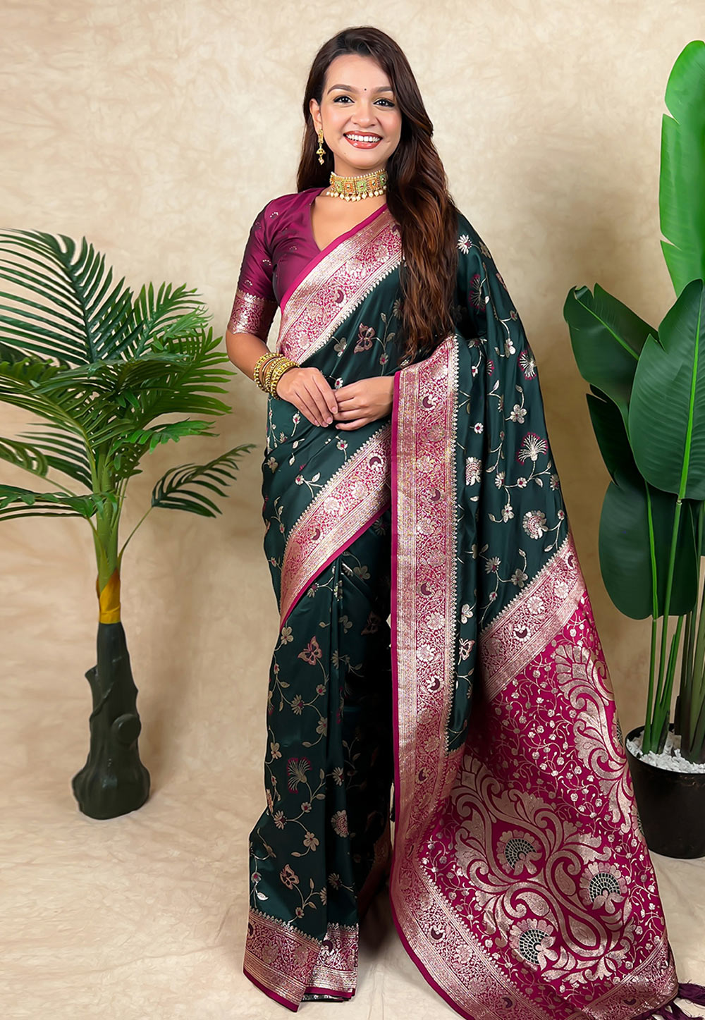 Green Banarasi Silk Saree 320676