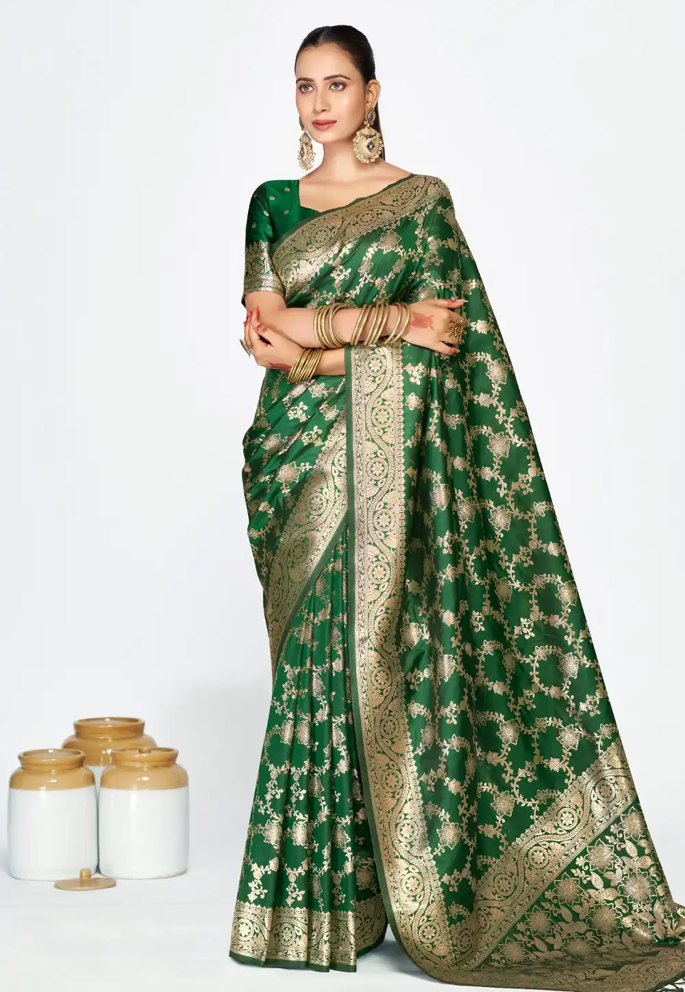 Green Banarasi Silk Saree 320466