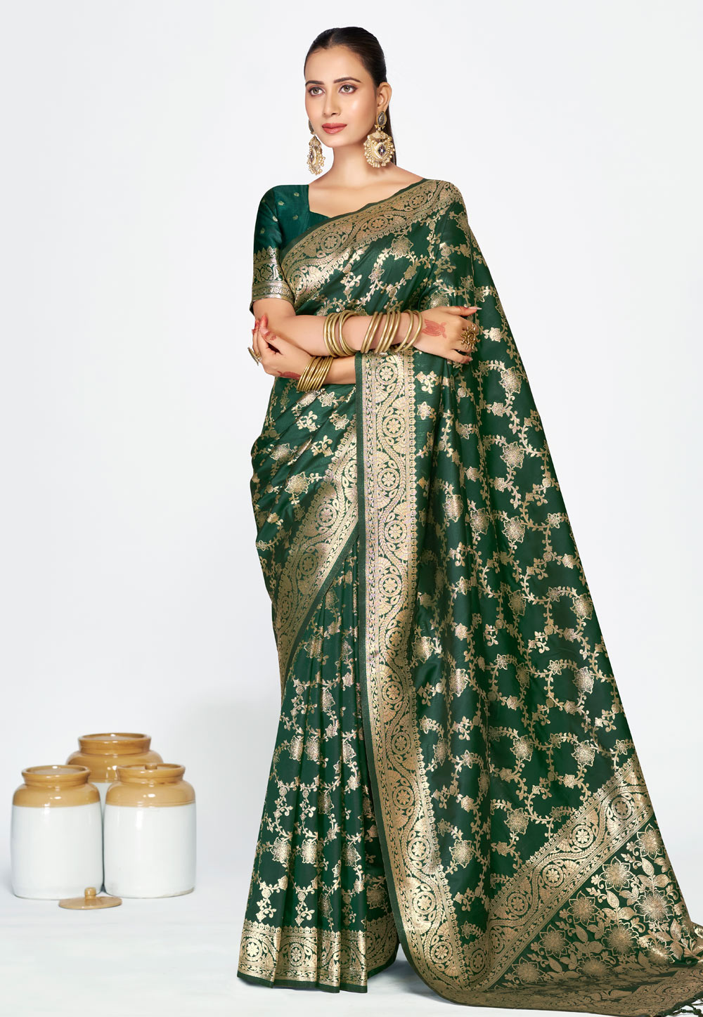 Green Banarasi Silk Saree 320470