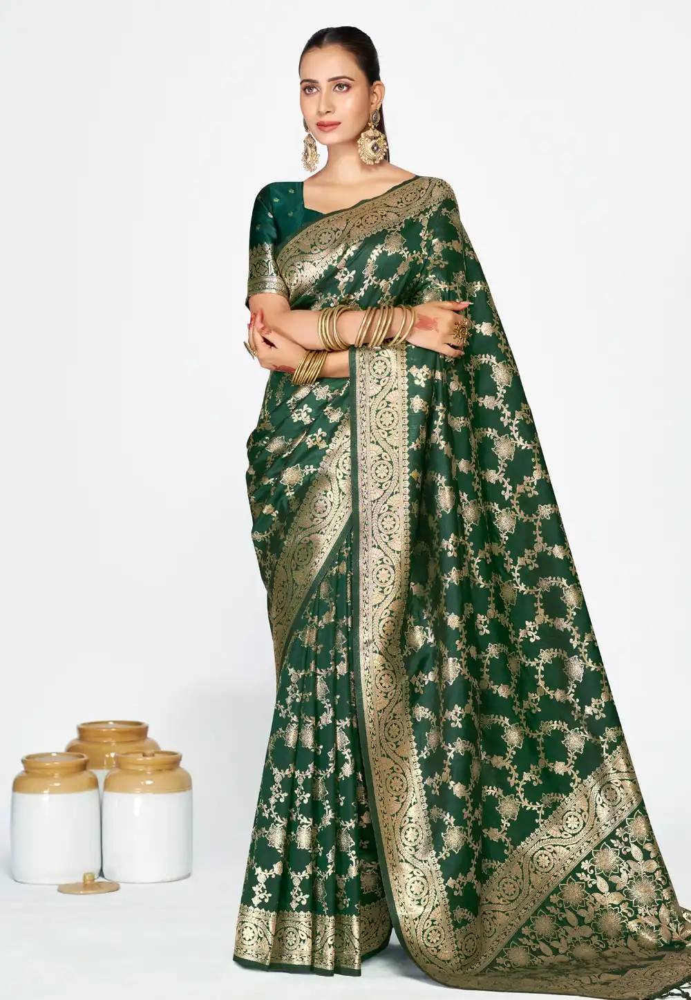 Green Banarasi Silk Saree 320470