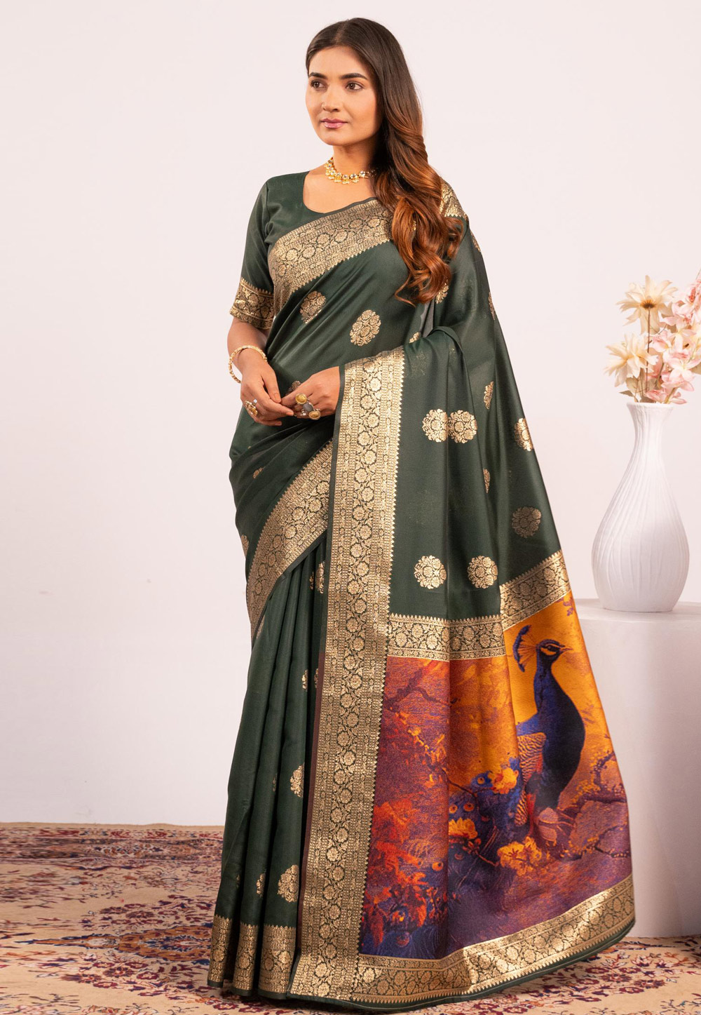 Green Banarasi Silk Saree 322653