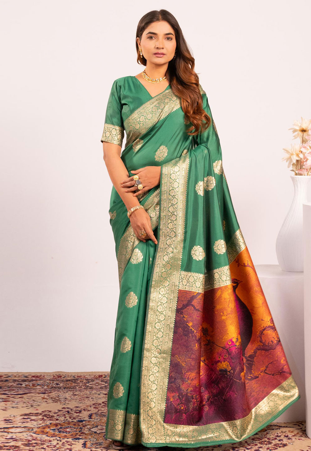 Green Banarasi Silk Saree 322655