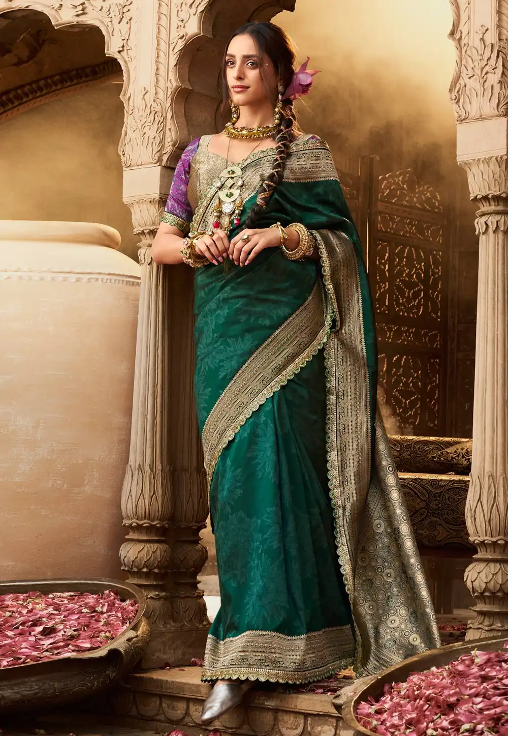 Green Banarasi Silk Saree 313456