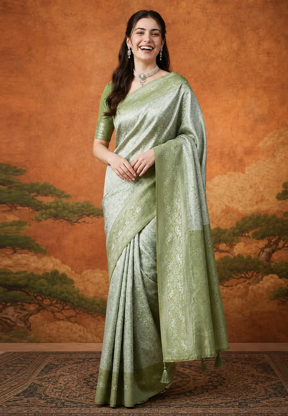 Green Banarasi Silk Saree 331714