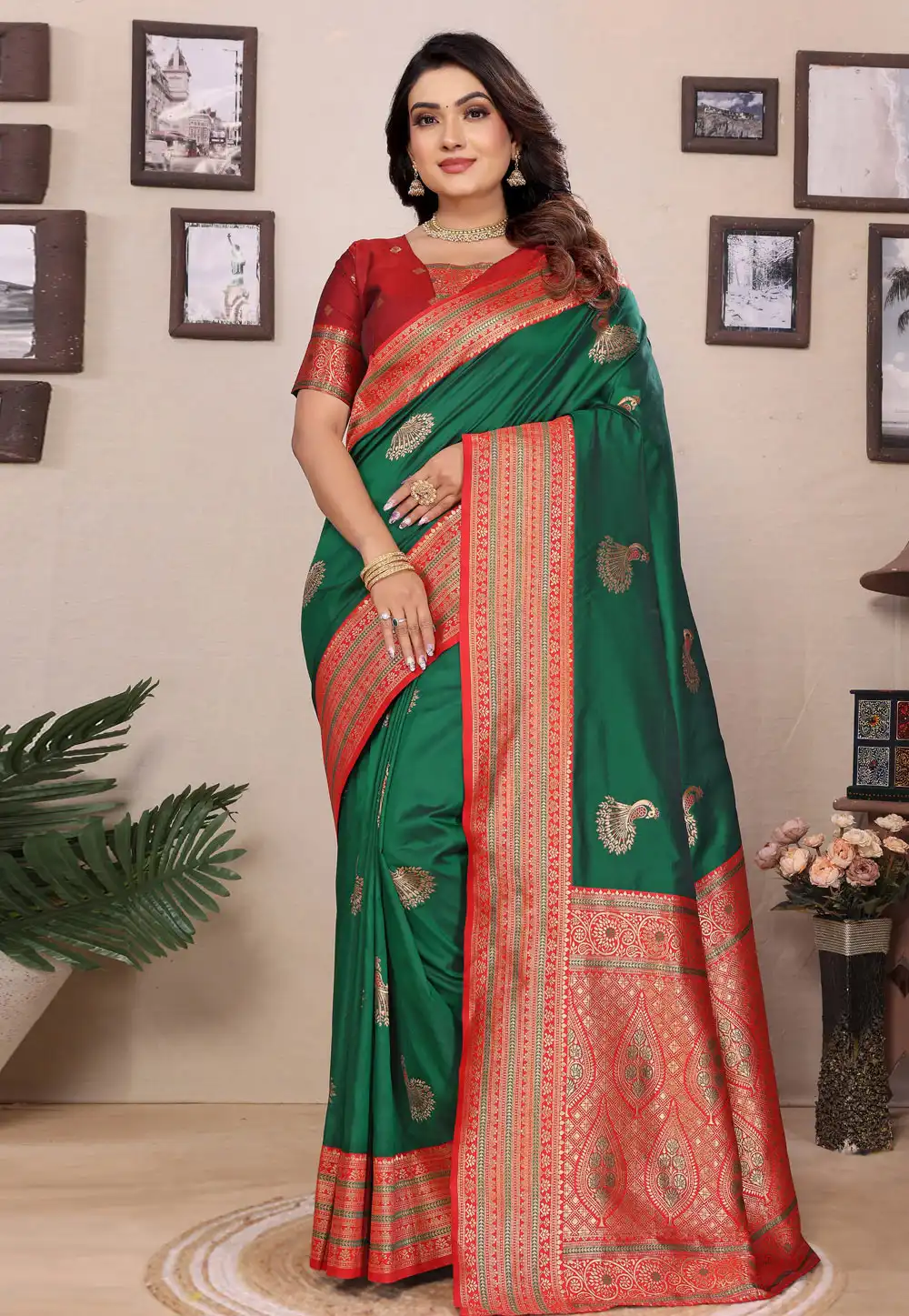 Green Banarasi Silk Saree 313972