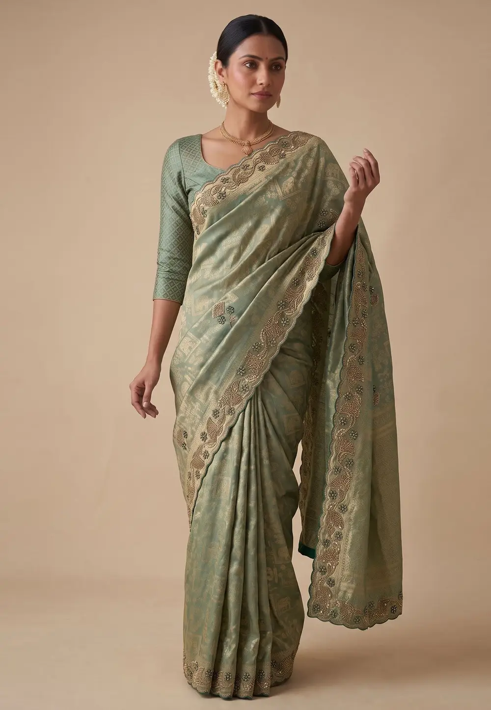 Green Banarasi Silk Saree 333122