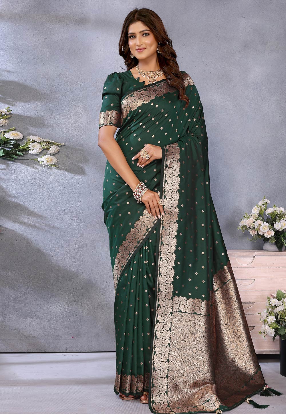 Green Banarasi Silk Saree 311780