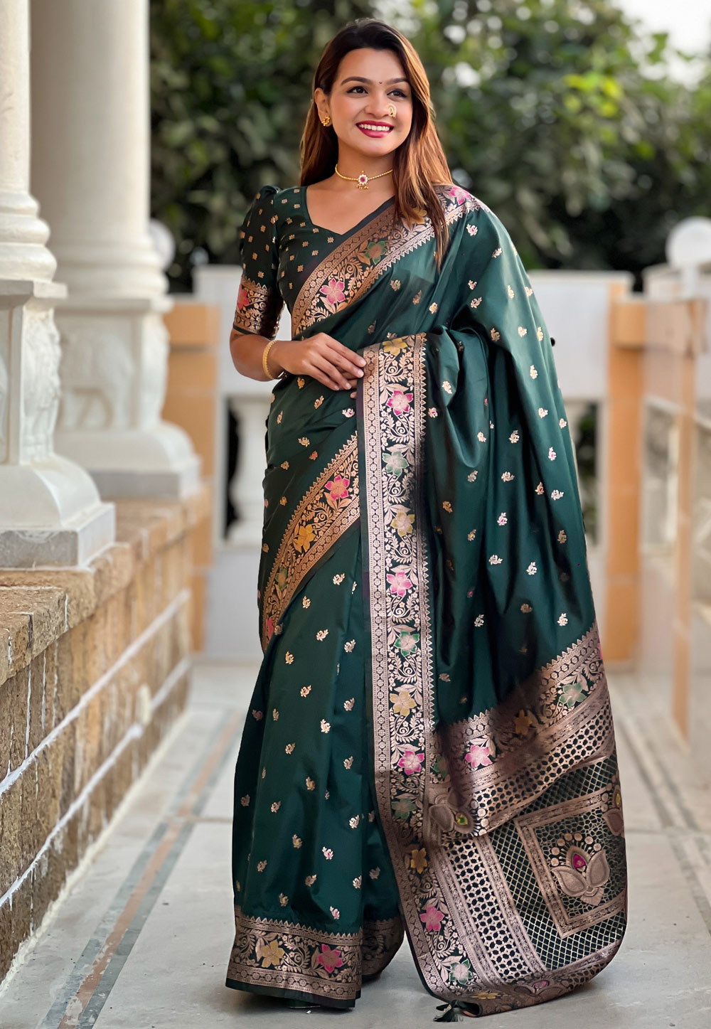 Green Banarasi Silk Saree 305584