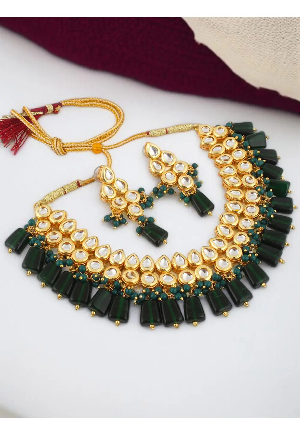 Green Brasso Necklace With Earrings 331652