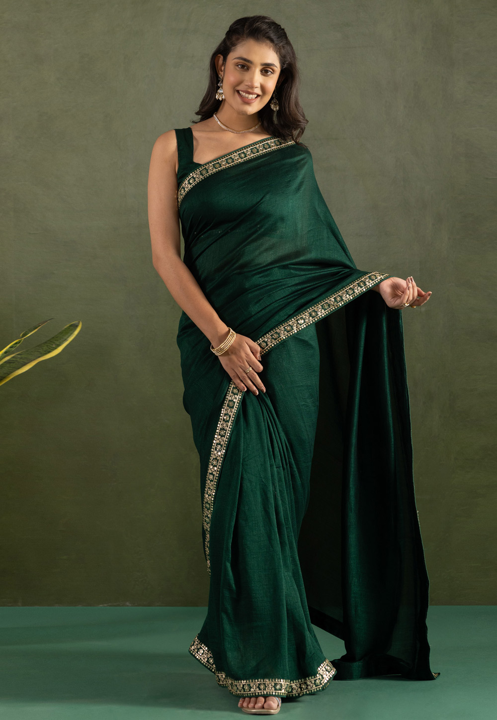 Green Chiffon Saree With Blouse 311579