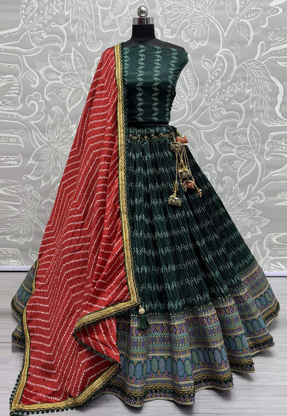 Green Chiffon Wedding Lehenga Choli 284509