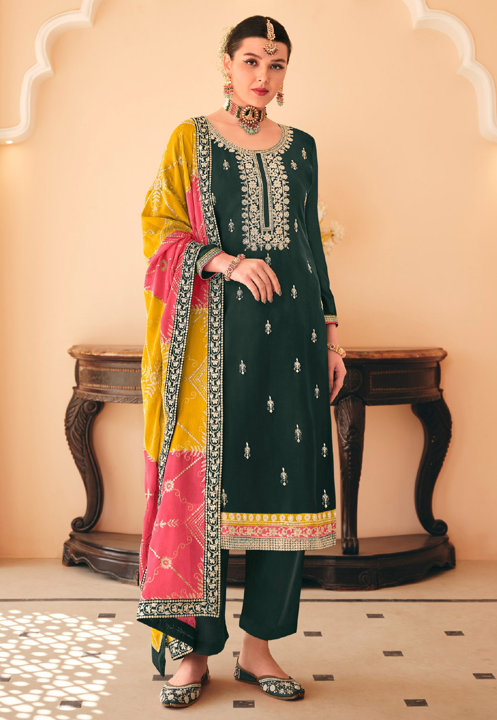 Green Chinon Pant Style Suit 282888