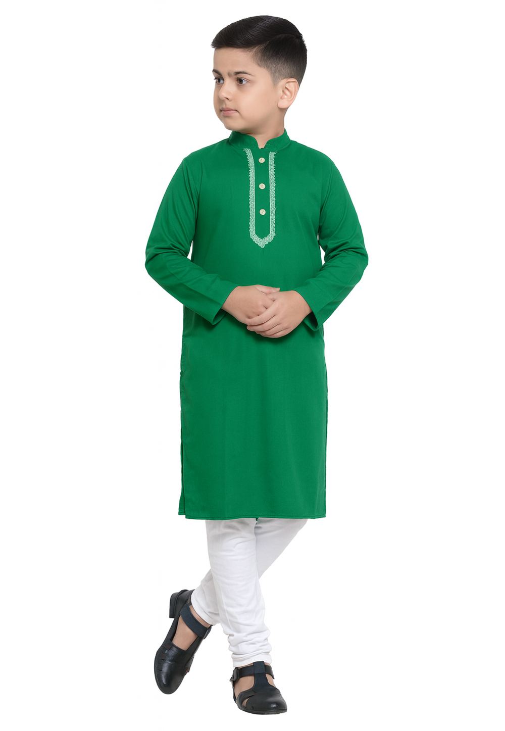 Green Cotton Kids Kurta Pajama 320812