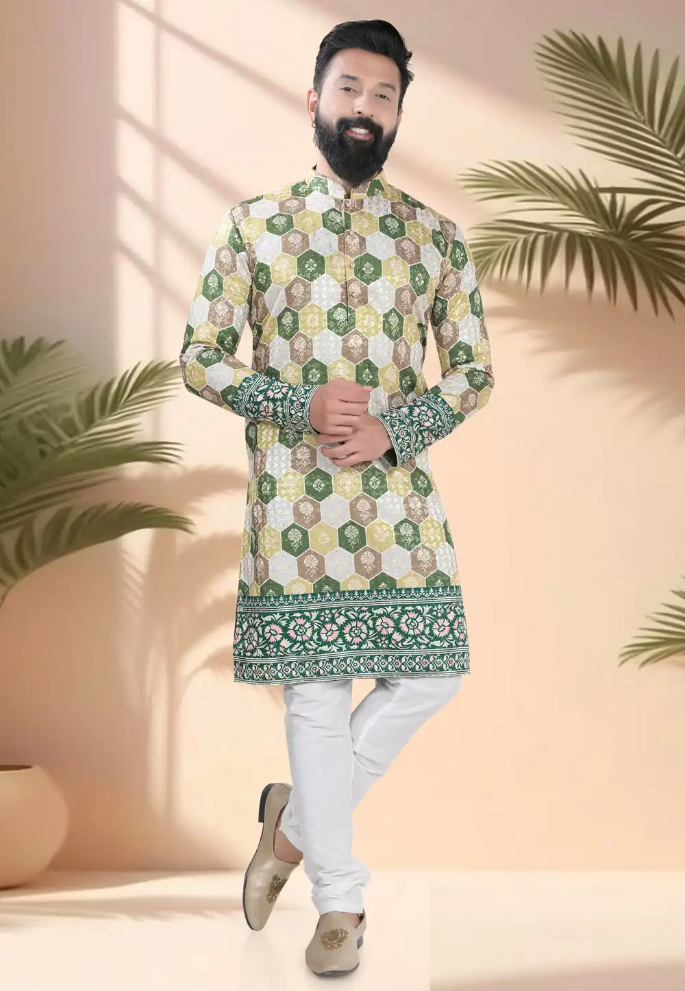 Green Cotton Kurta Pajama 316524