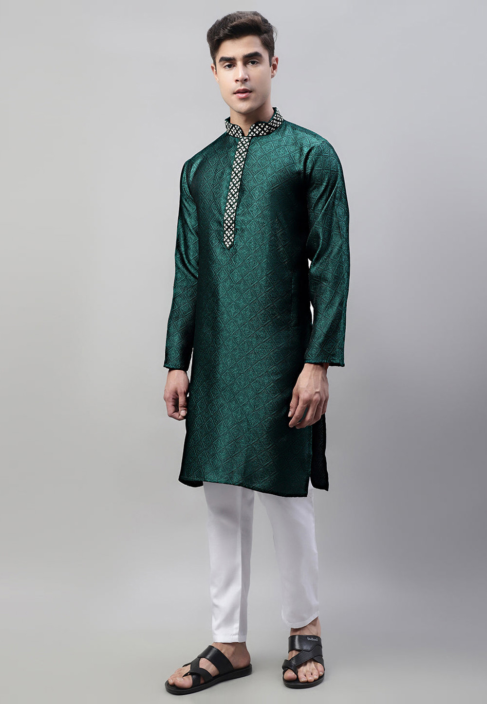 Green Cotton Kurta Pajama 281691