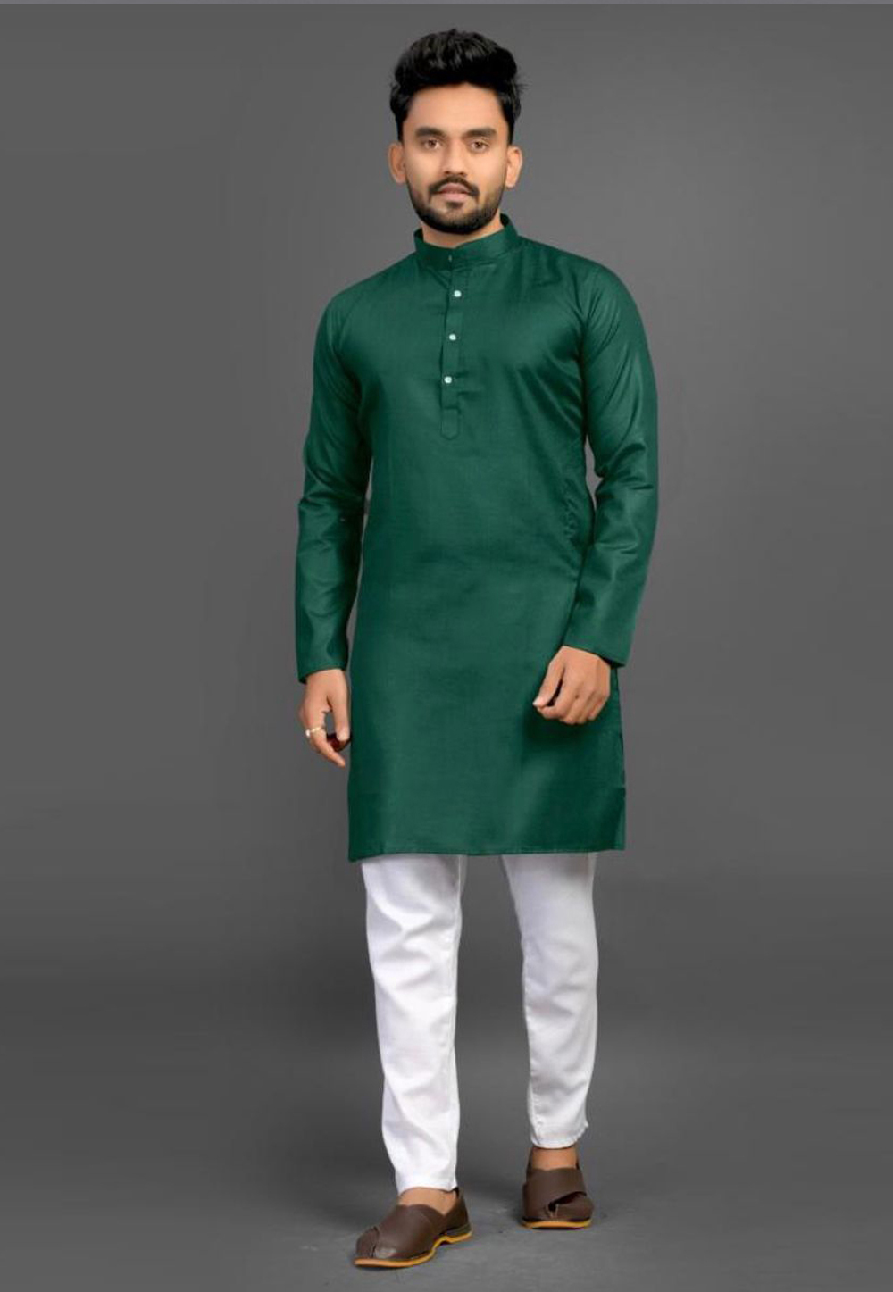 Green Cotton Kurta Pajama 312782