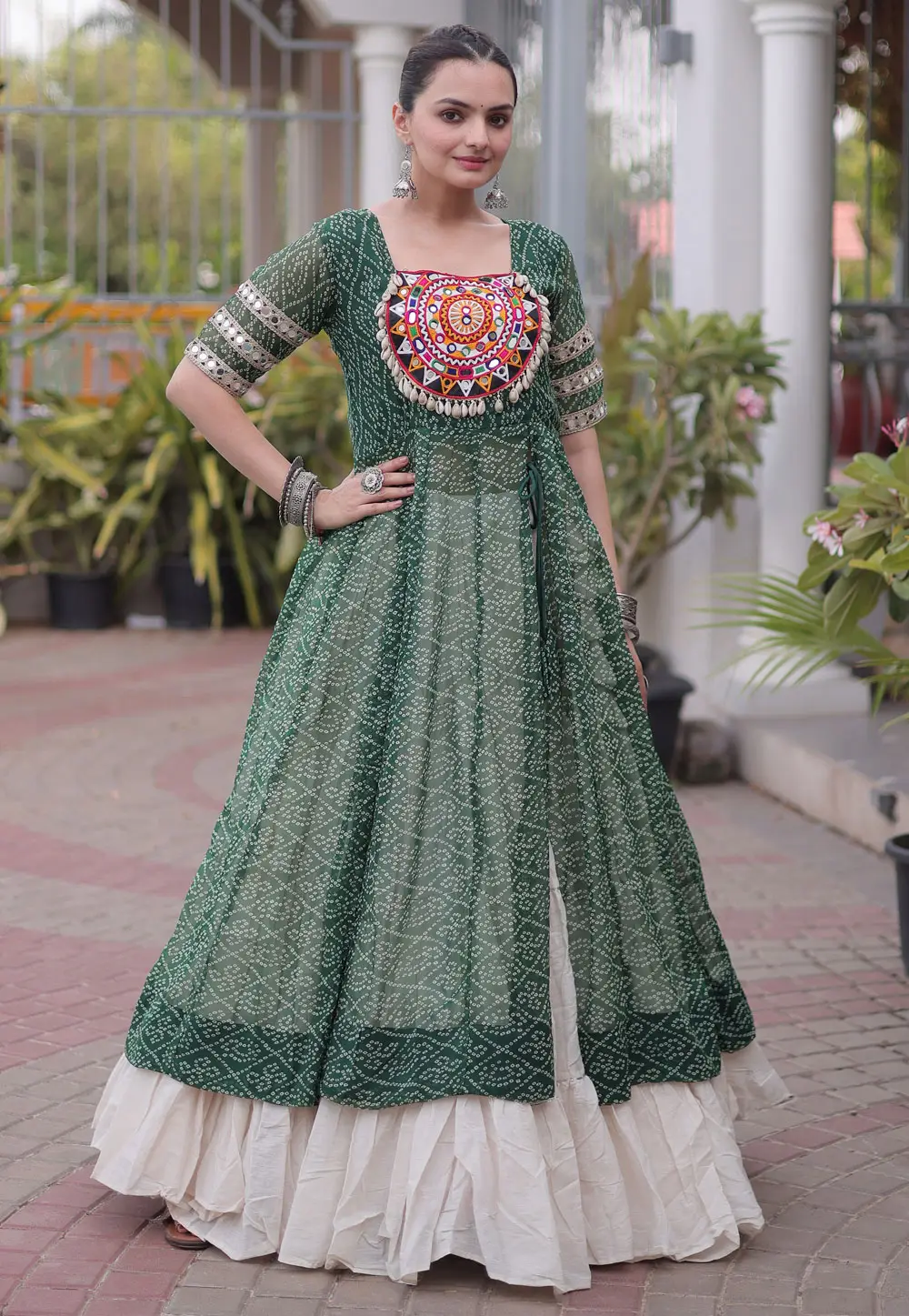 Green Cotton Navratri Chaniya Choli 332605