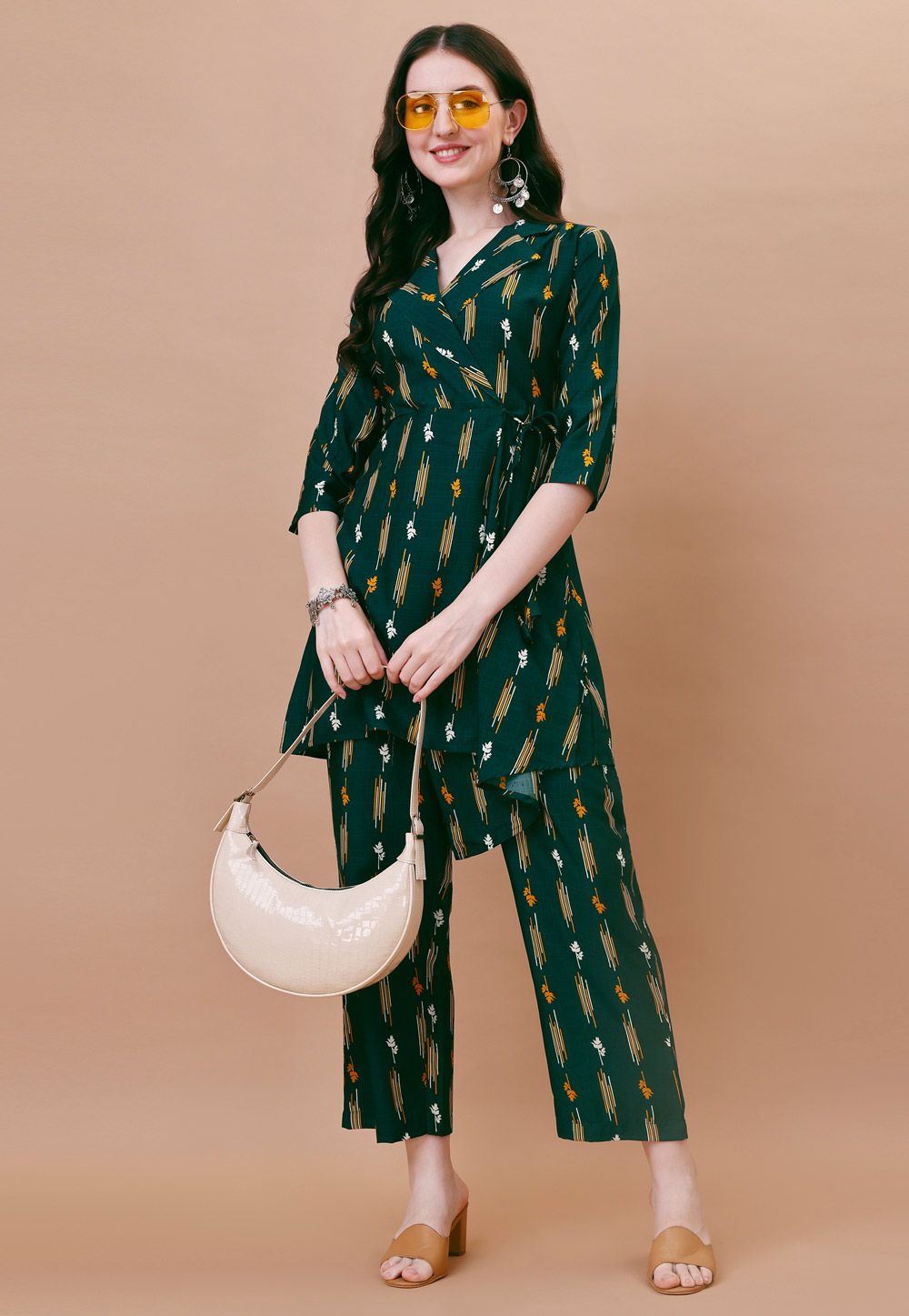 Green Crepe Printed Co-Ords Set 311963