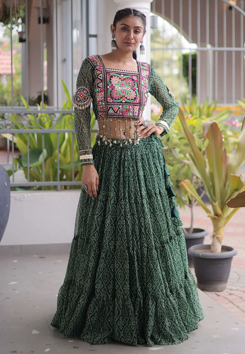 Green Faux Georgette Navratri Chaniya Choli 333368