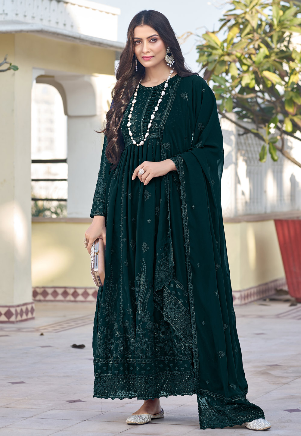 Green Georgette Anarkali Suit 284240